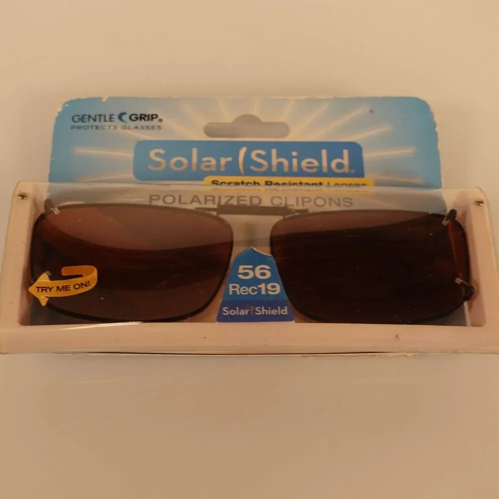 Lot of 2 Vintage Solar Shield Fits Over Glasses Polarized Clip on Sunglasses 56